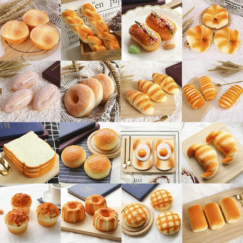 Realistic Food Squishy Toys – Bread, Toast & Donut Fidgets