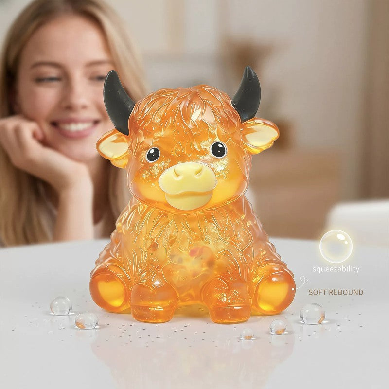 Glitter Highland Cow Squishy Toy – Cute Slow-Rising Fidget