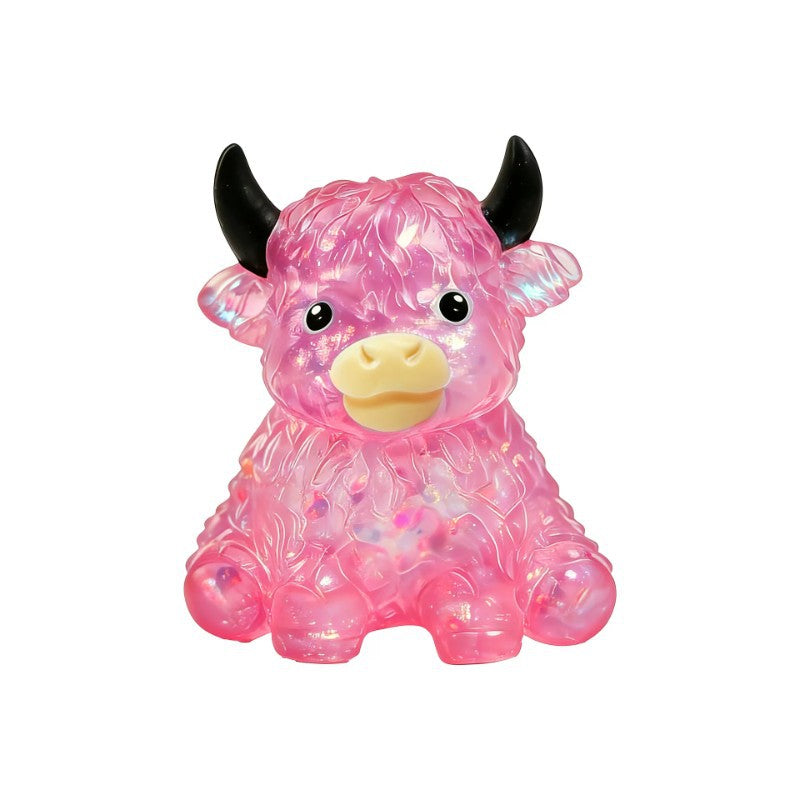 Glitter Highland Cow Squishy Toy – Cute Slow-Rising Fidget