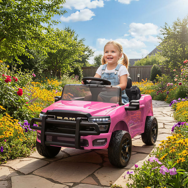 Pink 12V Dodge RAM 3500 Kids Ride-On Truck – Remote Control & Music
