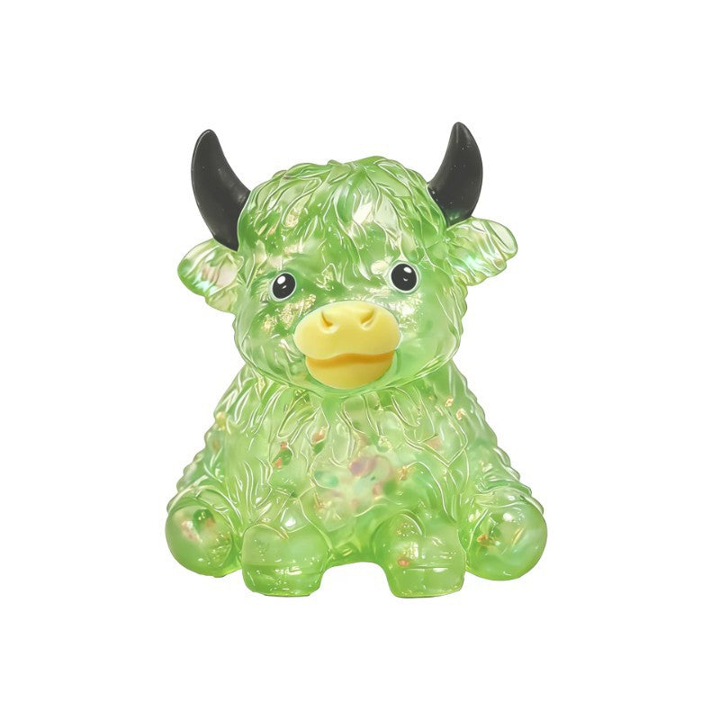 Glitter Highland Cow Squishy Toy – Cute Slow-Rising Fidget