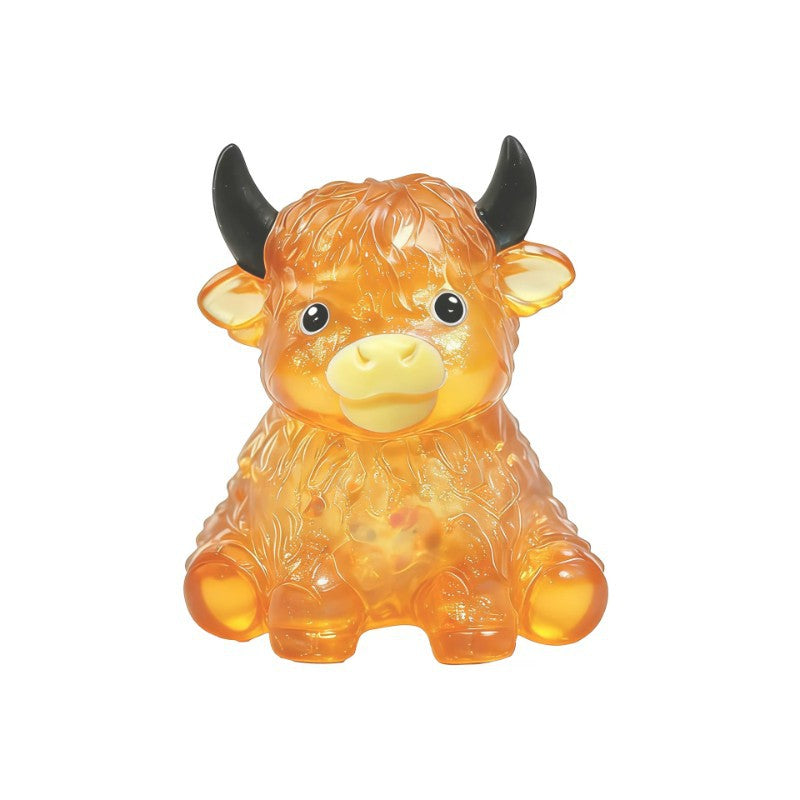 Glitter Highland Cow Squishy Toy – Cute Slow-Rising Fidget
