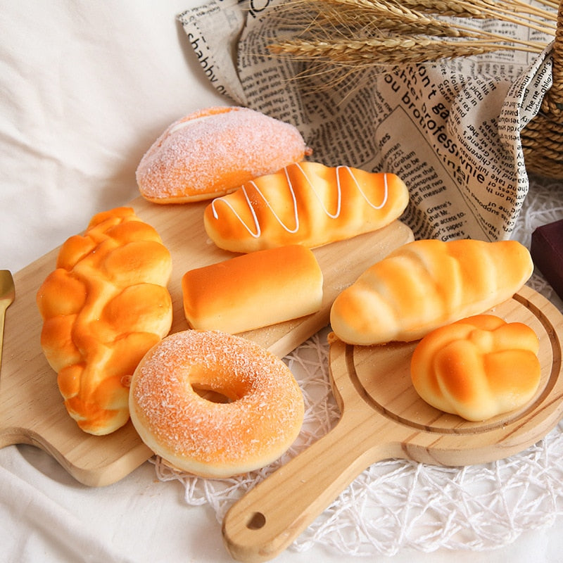 Realistic Food Squishy Toys – Bread, Toast & Donut Fidgets