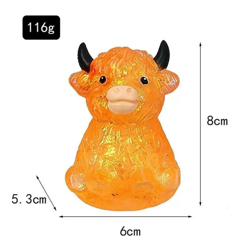 Glitter Highland Cow Squishy Toy – Cute Slow-Rising Fidget