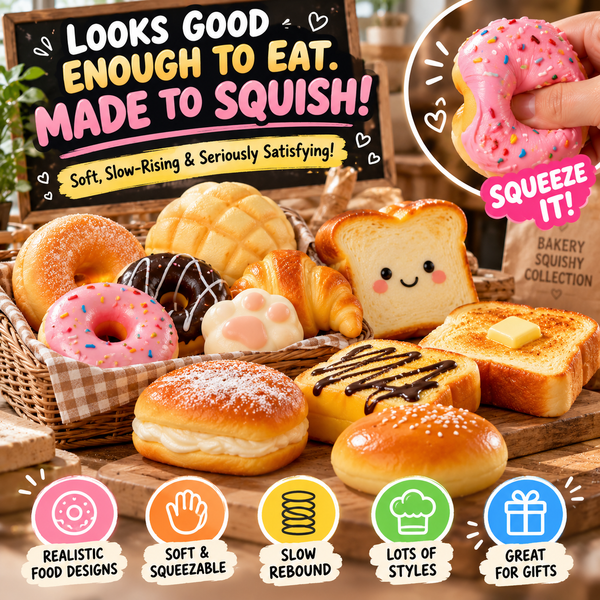 Realistic Food Squishy Toys – Bread, Toast & Donut Fidgets