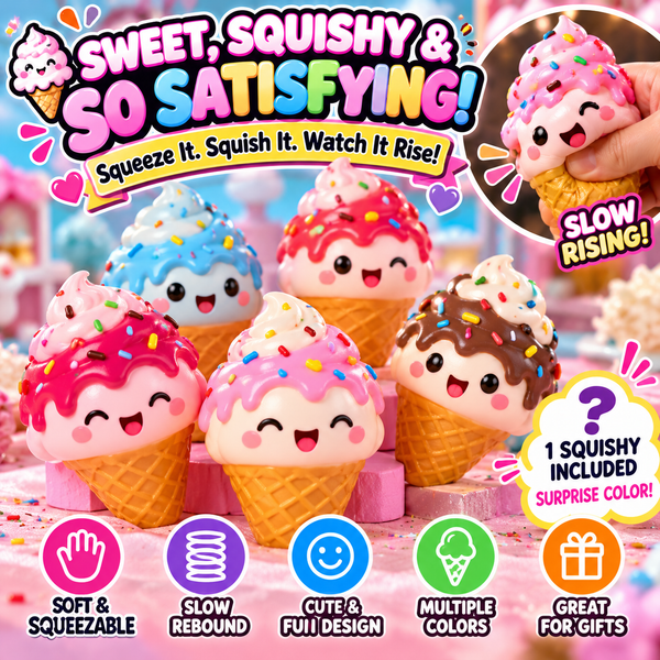 Cute Ice Cream Squishy Toy – Slow-Rising Squeeze Fidget